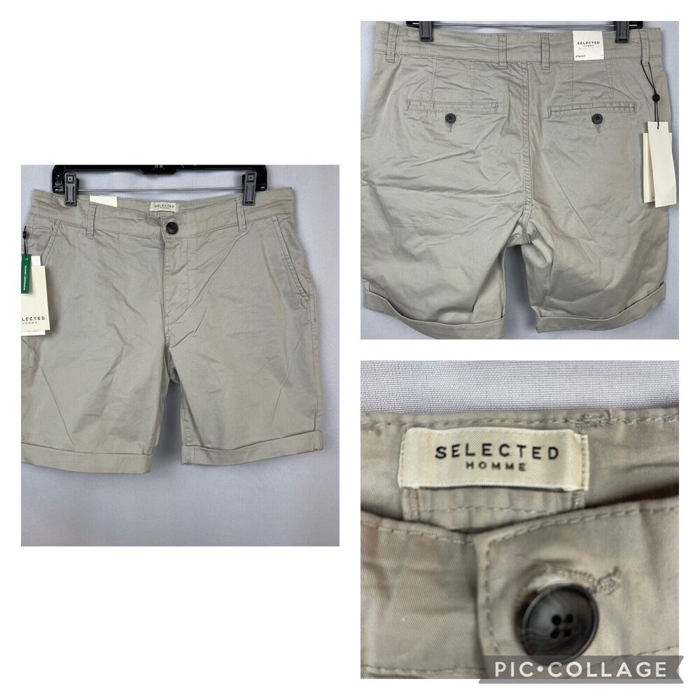Selected Homme, Men's Organic Fibres Chino Shorts, Khaki Tan , Size L, NWT